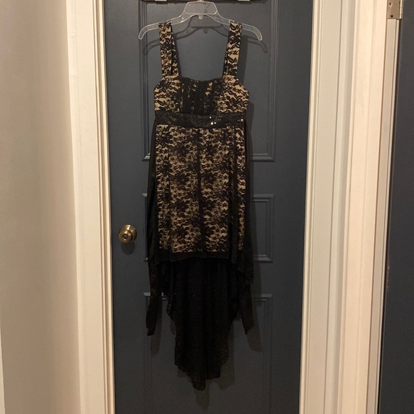 Black and Beige Lace Holiday Dress - Picture 1 of 2